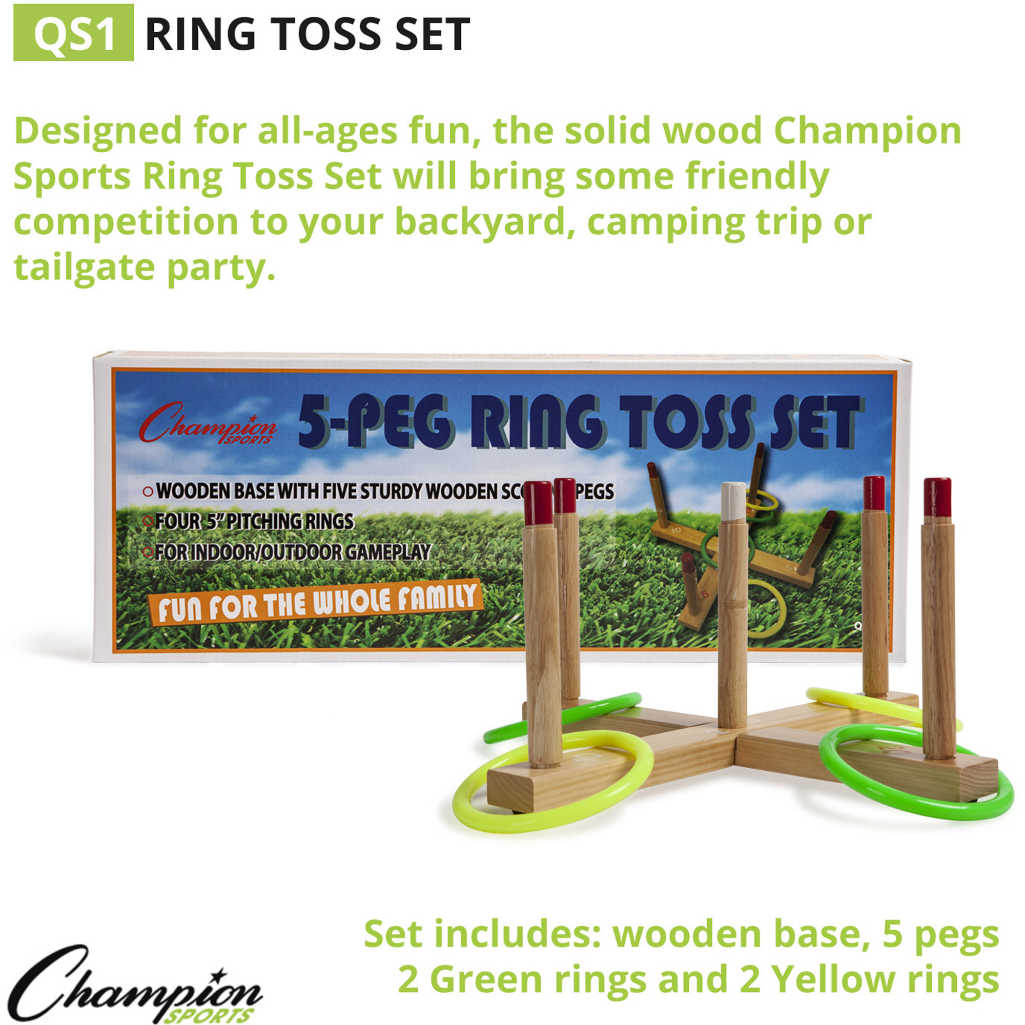 Champion Sport s Wooden Target Ring Toss Set